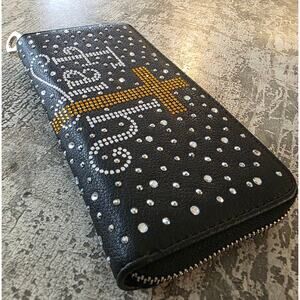 Rhinestone Faith Cross Fashion Bling Zip Around Wallet NWOT